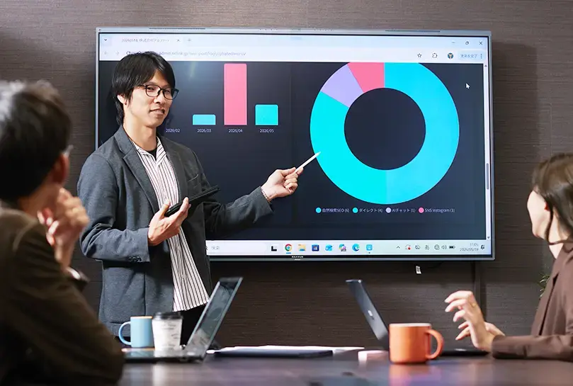 打ち合わせをする企画営業社員2